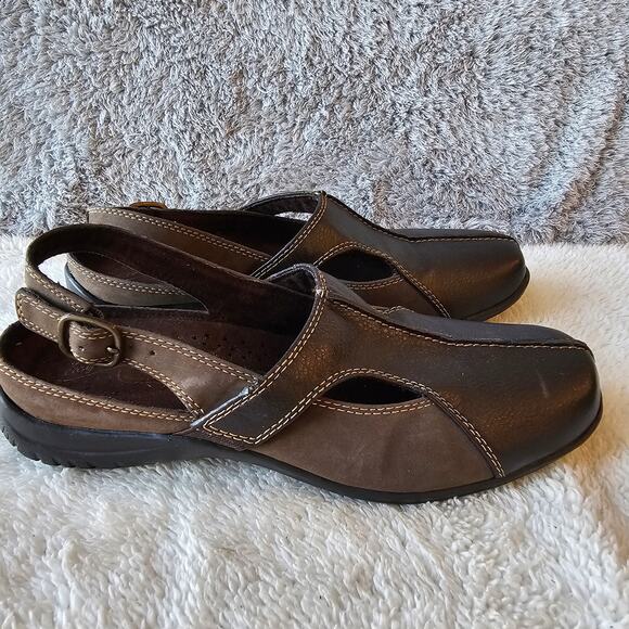 Easy Spirit Women Leather Sportster‎ Slingback Mule Size 7.5M Brown Comfort Wave - Picture 1 of 6